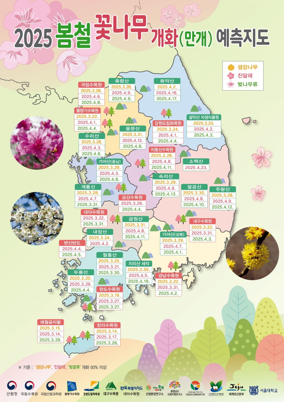 2025 봄철 꽃나무 메이저사이트 예측지도. 사진=산림청