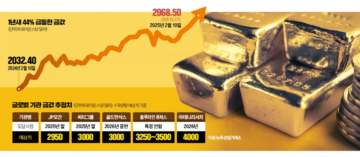 [단독] 금값 1년새 44% 뜀박질…"내년 4000弗까지 오를 수도"