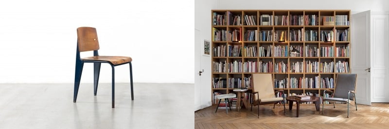 (왼쪽)Chair No. 4, 1934. (오른쪽) Jean Prouvé Cafétéria No. 300 Chairs, 1950.