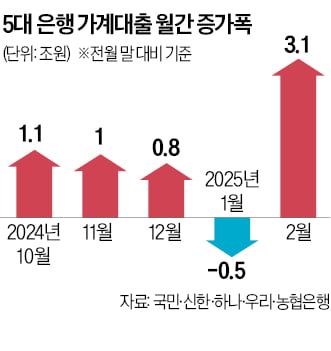 따로 노는 정책에 가계대출 '들썩'…지난달 5대 은행서만 3조 급증