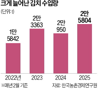 천정부지 배추값 관세 없애니…중국산 김치 수입 20% 급증