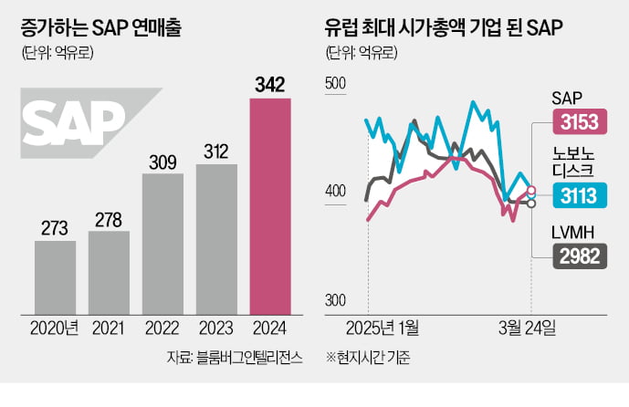 클라우드·AI 질주…SAP, 유럽 시총 1위 올랐다