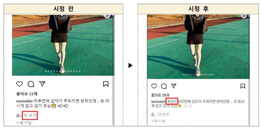 인스타그램 뒷광고 자진 시정 예시/사진=공정거래위원