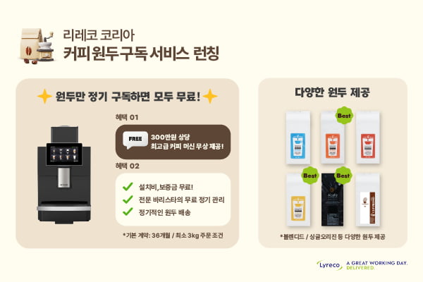 리레코 코리아, 원두 구독 서비스 출시 기념 이벤트 실시