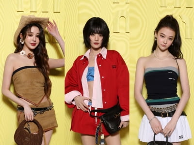 IVE's Jang Wonyoung, (G)I-DLE's Minnie, and Miao Ella Shine at Miu Miu Fashion Show in Paris