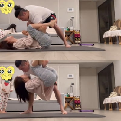 '결혼 7년차' 한채아♥차세찌, 둘째 생길라…딸 보는 앞 '박력 입맞춤'