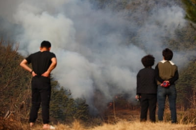 산청 산불 현장에 빗방울…기상청 "소량의 비 내려"