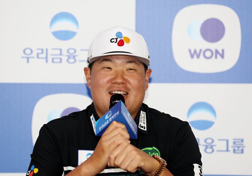 임성재가 23일 경기 파주 서원밸리cc에서 우리금융 챔피언십을 앞두고 기자회견을 하고 있다. KPGA 제공