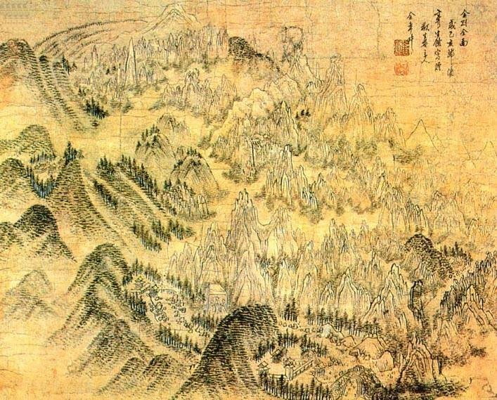 금강전도. 힘과 정교함을 모두 갖춘 정교한 붓질로 금강산을 독창적으로 표현했다.
