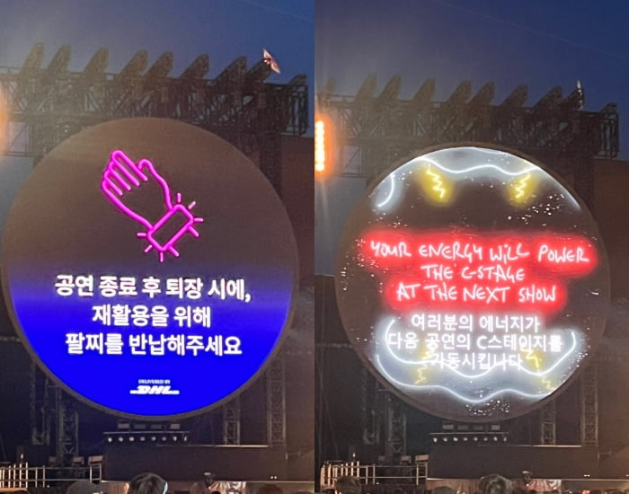 전광판에 뜬 자이로 밴드 반납과 운동 에너지에 관한 설명 /사진=김수영 기자