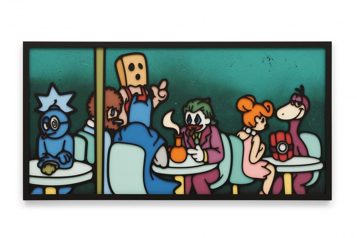 SAMBYPEN, CROWD, 2025, Acrylic on wood and canvas, 97 x 193.9 cm (120M),Courtesy of artist & PKM Gallery.