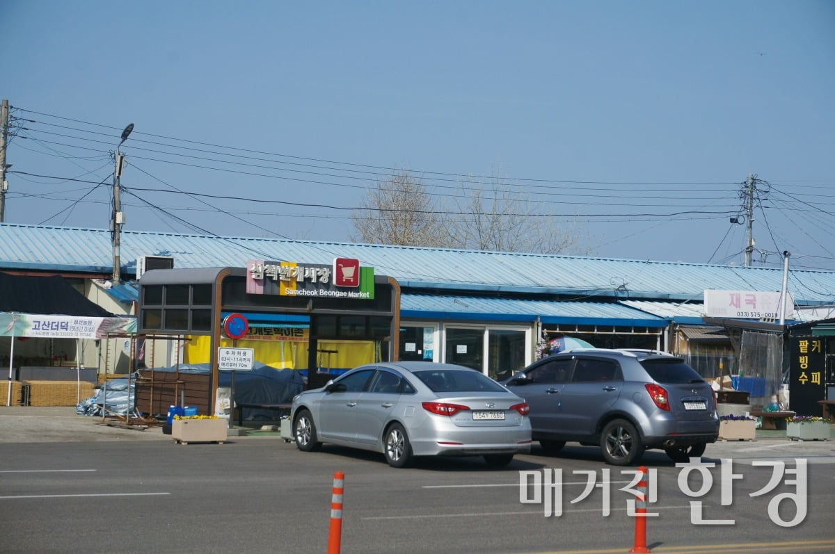 이른 아침 한때 잠깐 문을 여는 삼척 번개시장/사진=정초원 기자
