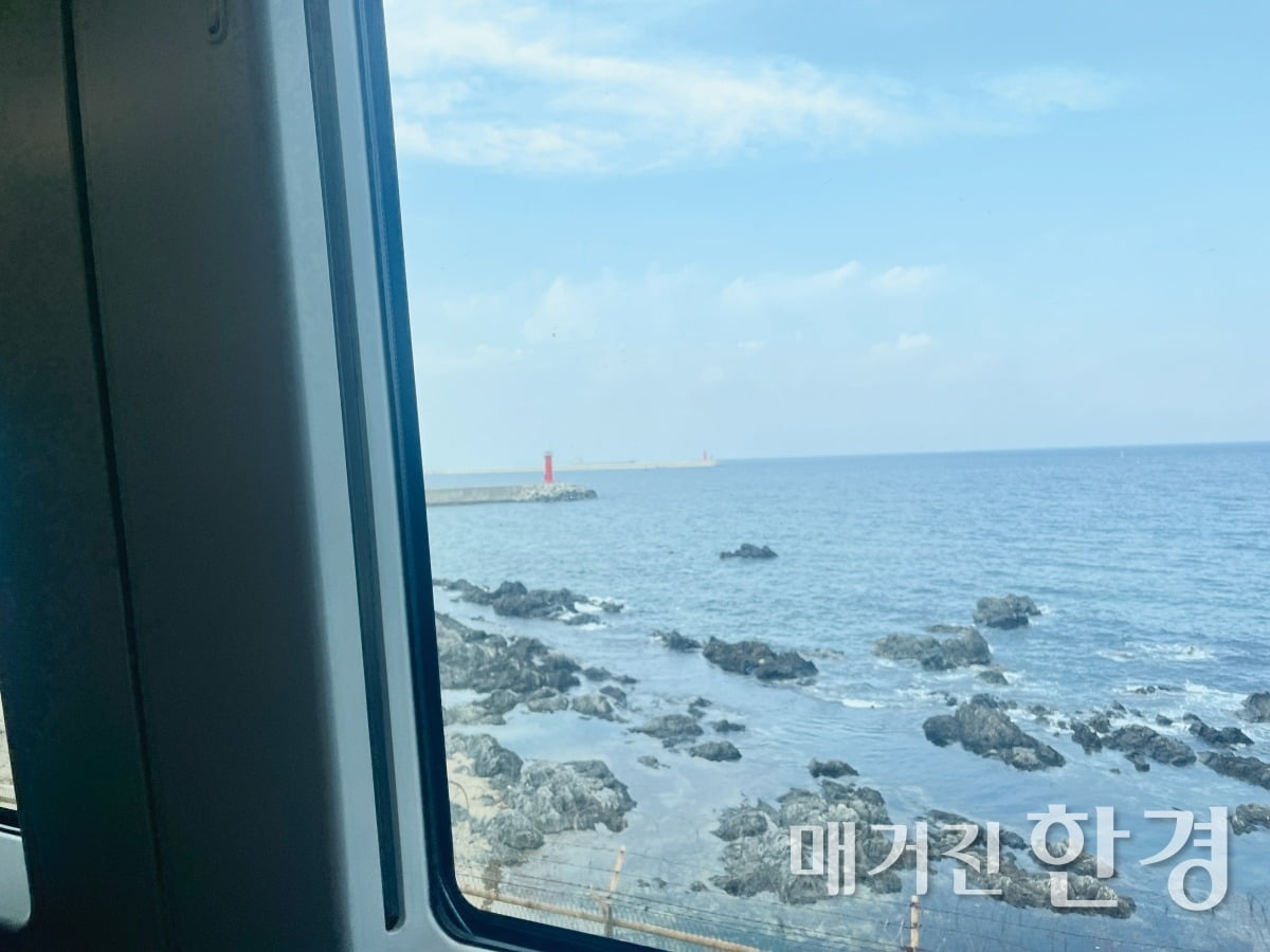 누리로 창문 너머로 보이는 동해바다