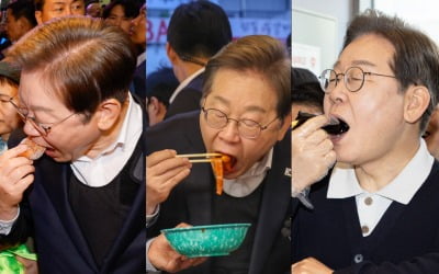먹고 먹고 또 먹는 이재명…전통시장 선거전략 여전히 주효