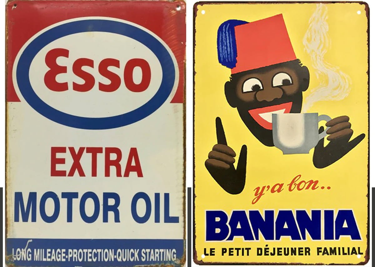 모터 오일 'Esso'와 코코아 브랜드 'Banania' 에나멜 광고판. / 사진 출처. Planet vintage 사이트