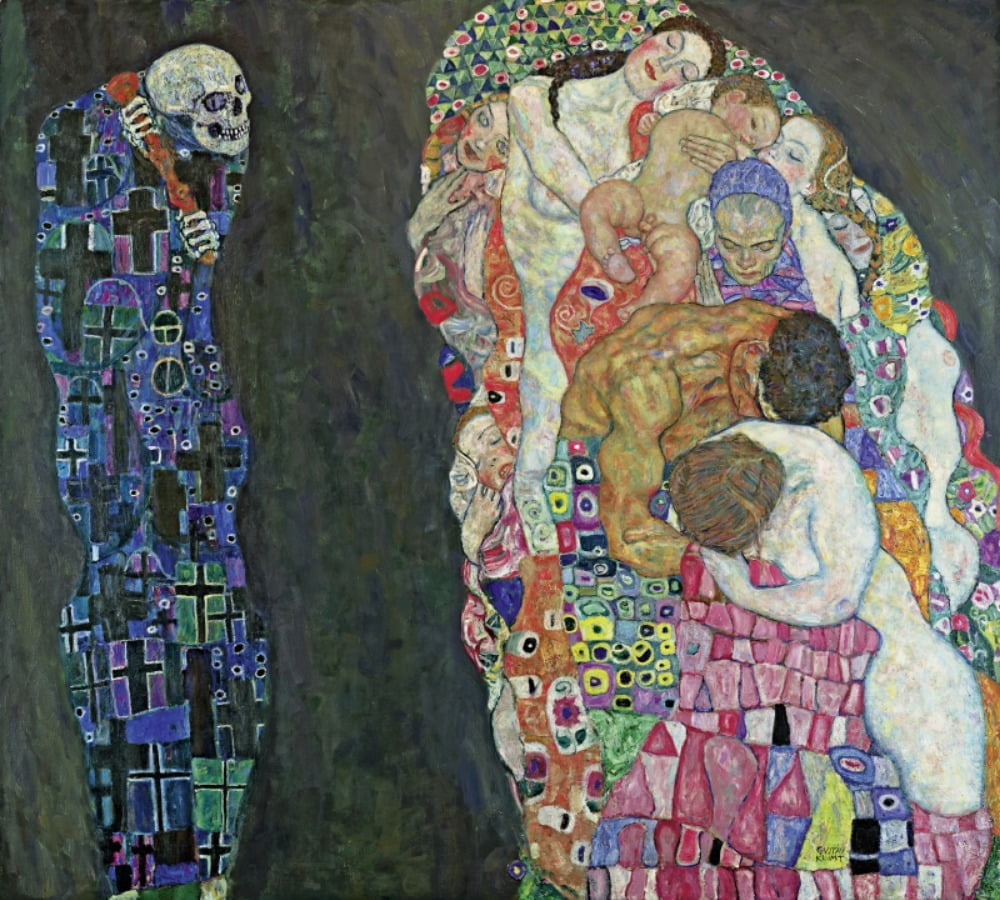 구스타브 클림트, 〈죽음과 삶〉, 1915년, 캔버스에 유채, 180.5 × 200.5cm, 레오폴드 미술관, 비엔나