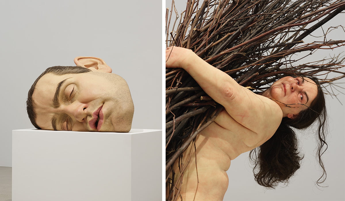 [좌] <마스크 II>(2002) [우] <나뭇가지를 든 여인>(2009) 사진. ⓒ Fondation Cartier ⓒ MMCA ⓒ Ron Mueck / Photographer ⓒ Kiyong Nam