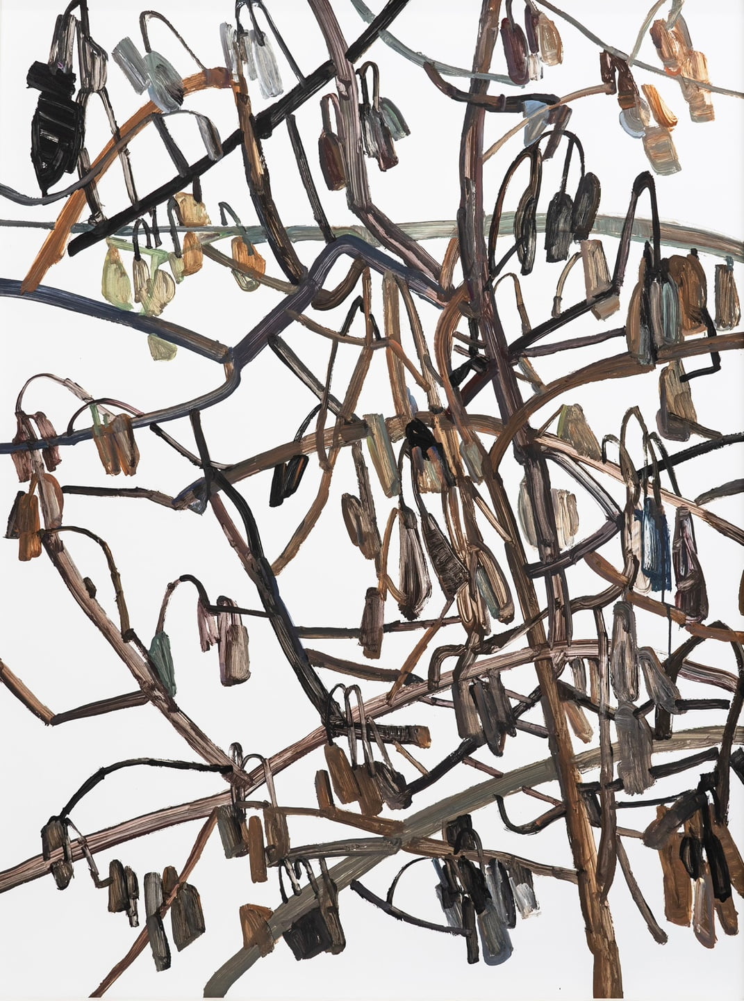 엄유정, Feuilles, Gouache and acrylic on paper, 141 x 95 cm, 2023