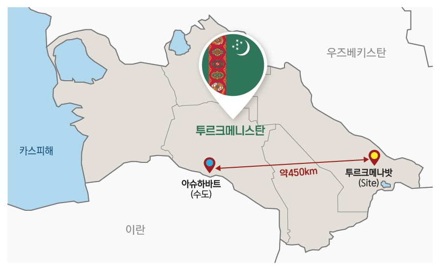 투르크메니스탄 투르크메나밧 미네랄비료 프로젝트 위치도