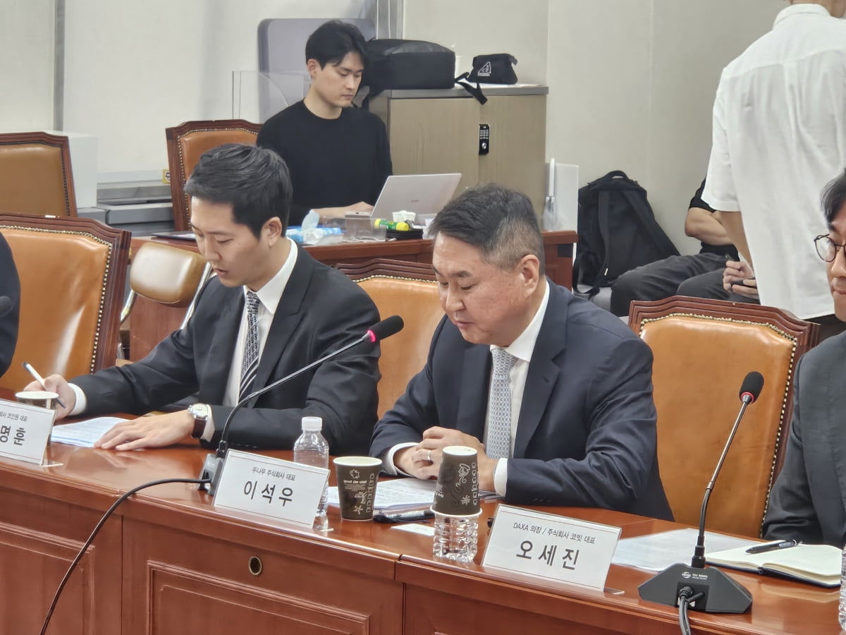 이석우 두나무 대표가 30일 국회에서 진행된 '국민의힘과 함께하는 디지털자산 업계 정책 간담회'에 참여해 발언하고 있다./사진=진욱 블루밍비트 기자