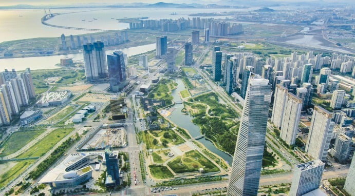 인천경제자유구역의 송도국제도시 전경.  사진=인천경제청