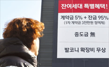 한 아파트 모델하우스 앞을 시민이 지나고 있다. 연합뉴스