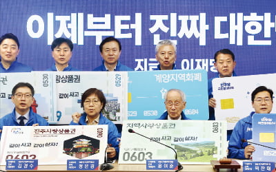 [포토] 지역화폐 띄우는 민주 “같이 사고 같이 살자”
