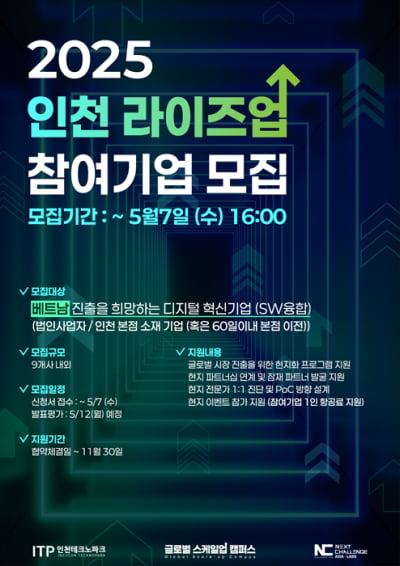 (재)넥스트챌린지아시아, 현지화 지원 ‘인천 라이즈업’ 디지털 혁신기업 모집
