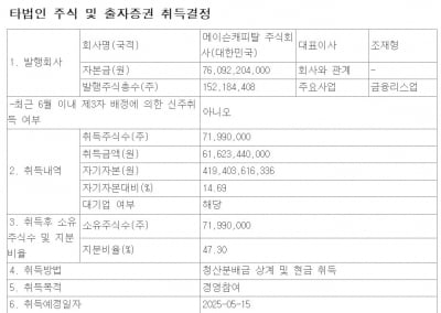 대부업체 리드코프, 메이슨캐피탈 인수