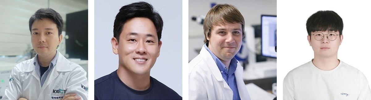 한국화학연구원은 김현 박사(사진 왼쪽)와 부산대 이하범 교수(왼쪽 두 번째), 미국 텍사스 에이 앤 엠(Texas A&M)대 테일러 웨어(Taylor H. Ware) 교수(왼쪽 세 번째) 공동 연구진이 빛으로 움직이는 결정성 액정 탄성체 기반의 수중 로봇용 인공 근육을 개발했다. 사진=연합뉴스