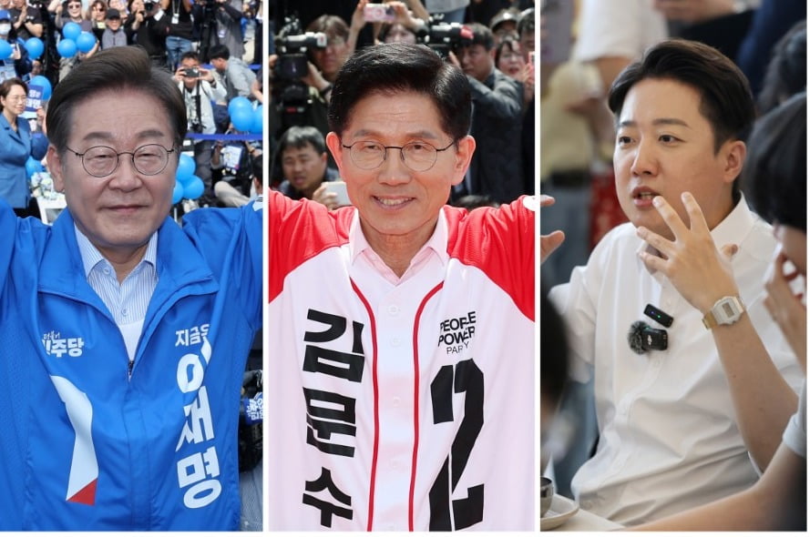"이재명·김문수·이준석, 사전투표 첫날 '표심잡기' 총력전"