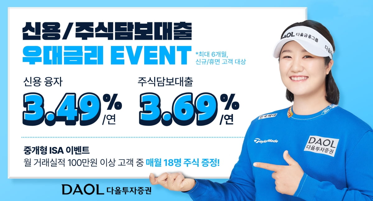 다올투자증권, 연 3%대 신용·대출 우대금리 이벤트 진행