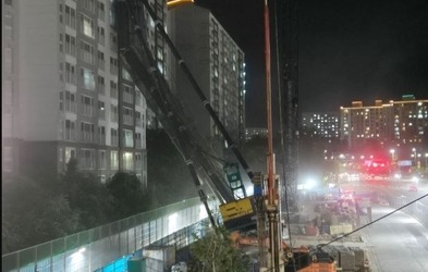 공사장 '천공기' 아파트 덮쳤다…주민 80명 긴급 대피