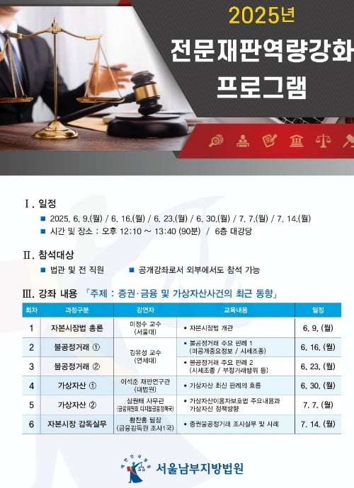 서울남부지방법원에서 진행하는 전문토토사이트 은행 조회역량강화 전체 프로그램 내역 / 사진제공=서울남부지방법원