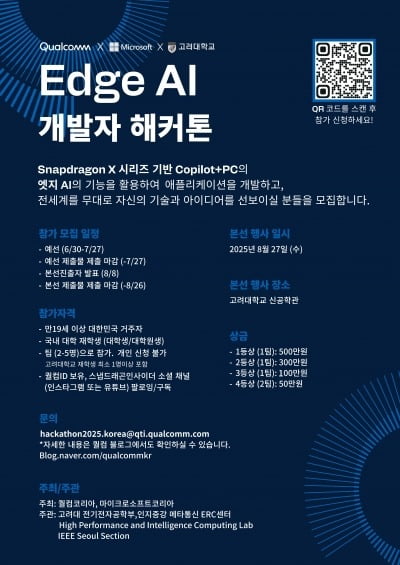 고려대, 2025 퀄컴 엣지 AI 개발자 해커톤 개최