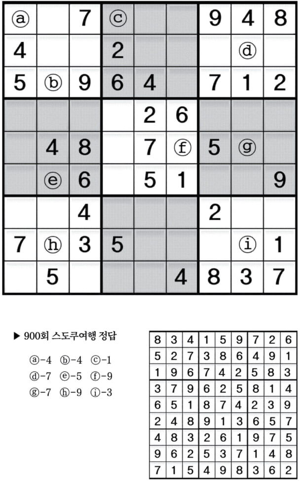 [수학 두뇌를 키워라] 스도쿠 여행 (901)