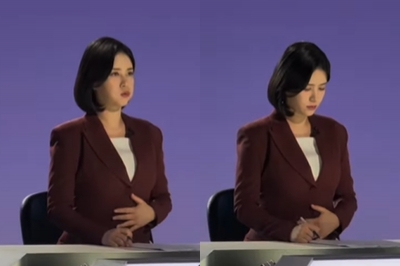 배 만지며 쉼 호흡…임신 고백한 JTBC 앵커