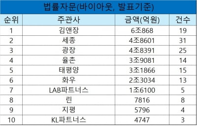 김앤장, 선두 복귀...세종·광장 바짝 추격 [2025 상반기 리그테이블]
