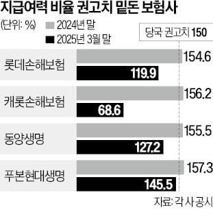 롯데손보·동양생명·푸본생명…건전성 빨간불