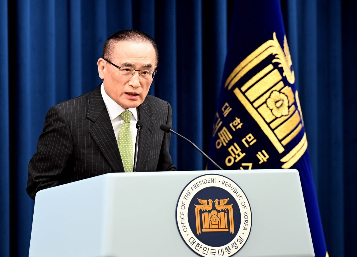  위성락 국가안보실장 15일 용산 대통령실 브리핑룸에서 이재명 대통령 G7 정상 외교 관련 브리핑을 하고 있다. 연합뉴스