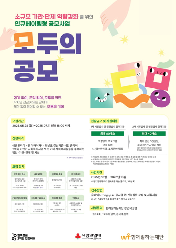 함께일하는재단, 소규모 복지기관 위한 ‘모두의 공모’ 참가 모집 시작