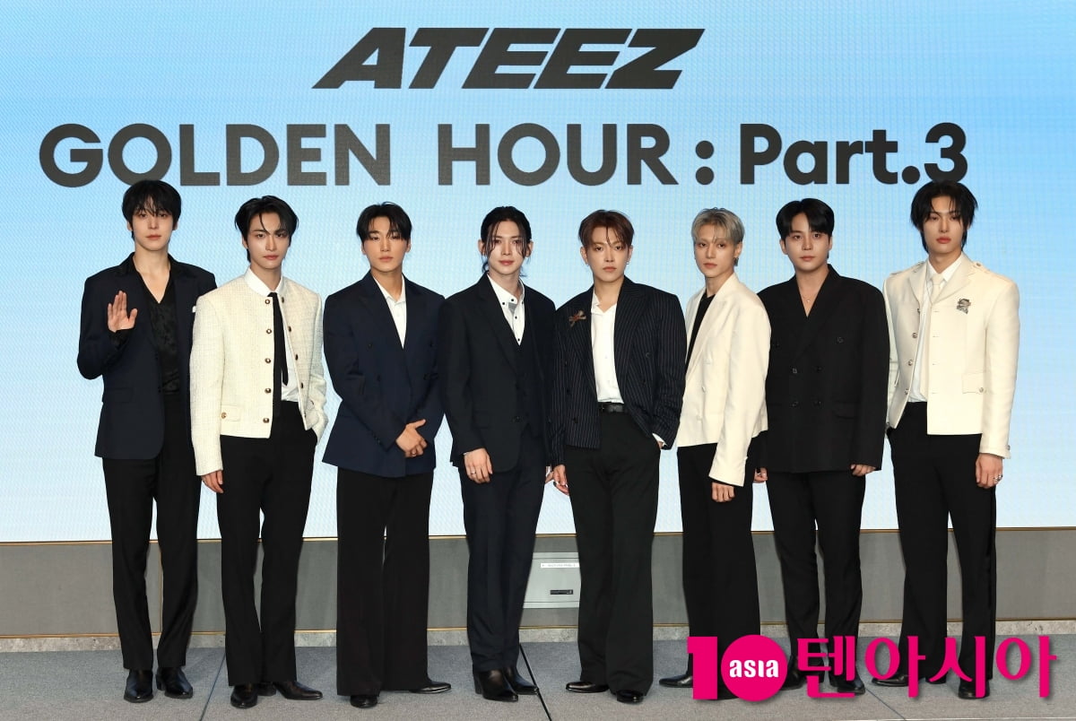 ATEEZ、ミニ12集『GOLDEN HOUR : Part.3』記者会見で新曲を披露