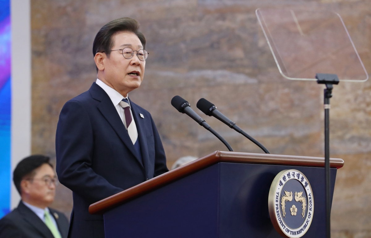 이재명 대통령이 4일 오전 서울 여의도 국회에서 제21대 대통령 취임사를 하고 있다. 사진=뉴스1
