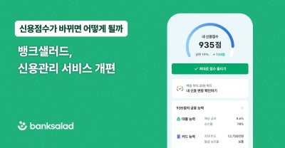 뱅크샐러드, 신용관리 서비스 개편…점수별 대출·카드 능력 확인