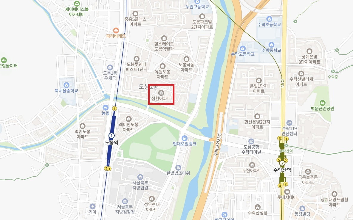 도봉구 '삼환도봉' 위치도. 네이버지도 캡처