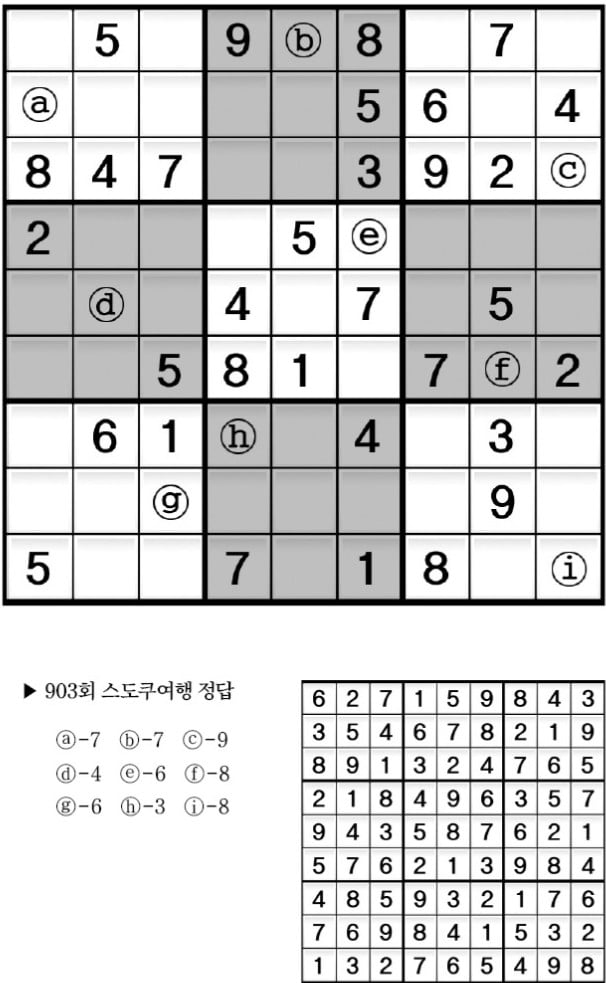 [수학 두뇌를 키워라] 스도쿠 여행 (904)