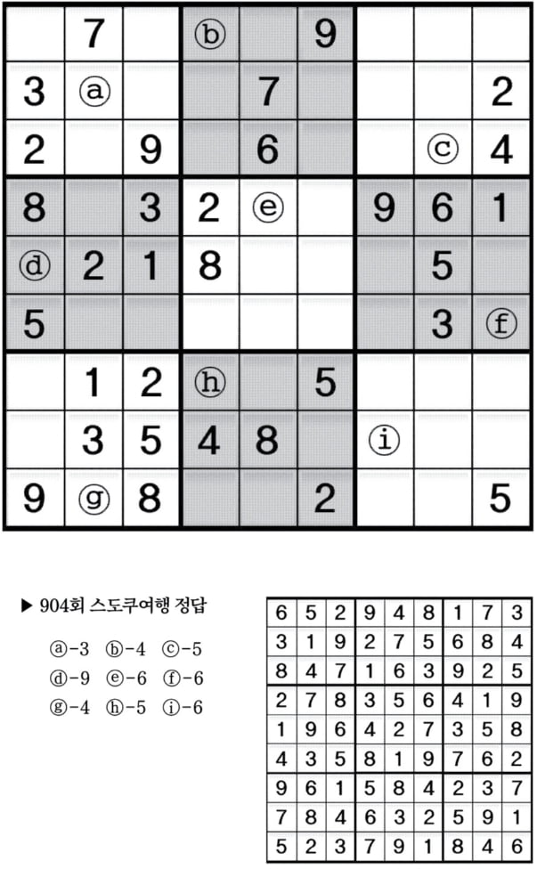 [수학 두뇌를 키워라] 스도쿠 여행 (905)