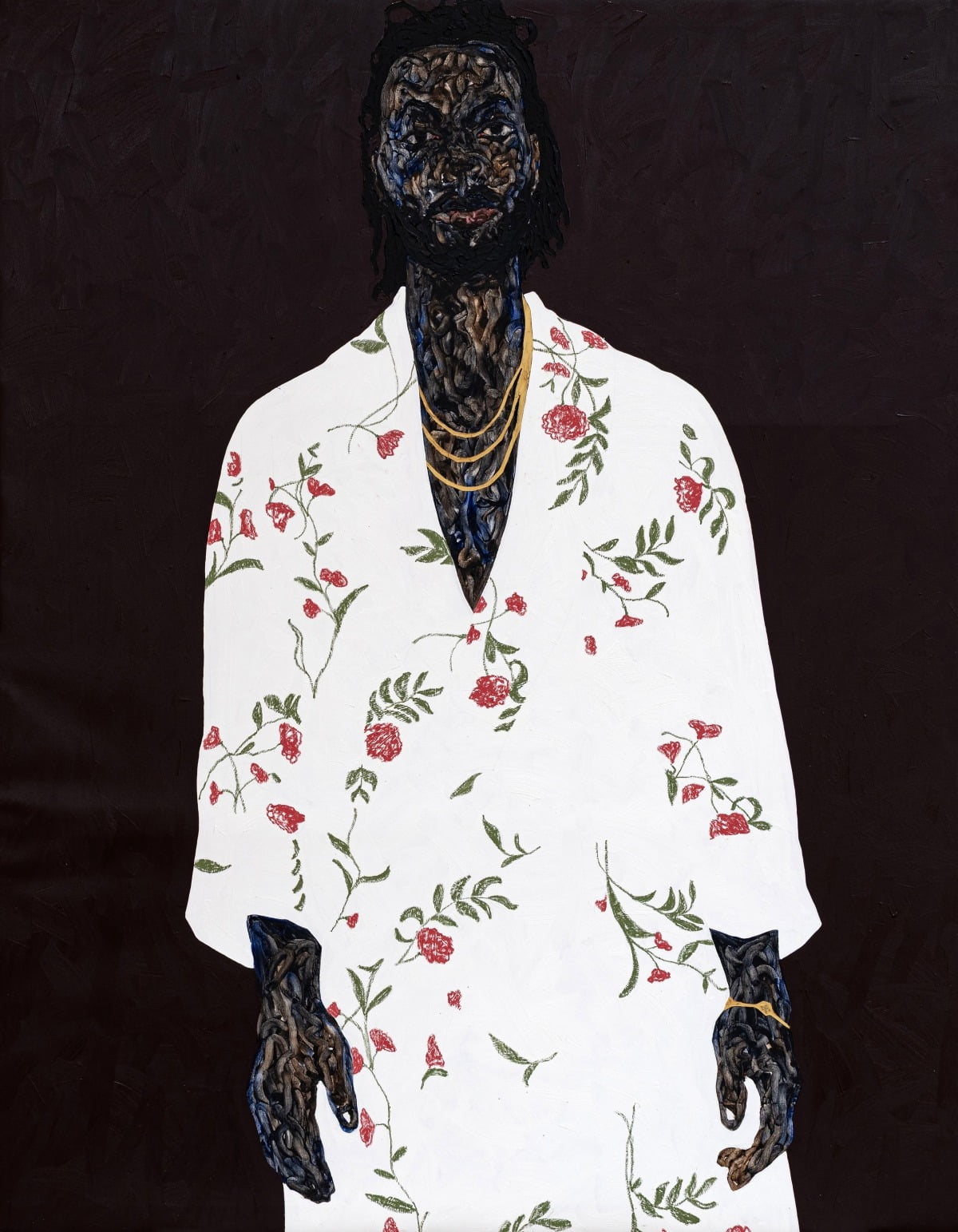 Amoako Boafo, Self Portrait- Three Gold Chains, 2025