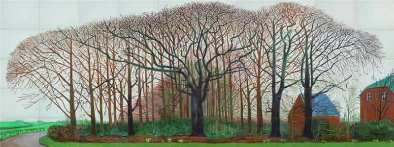 데이비드 호크니, Bigger Trees near Warter or/ou Peinture sur le Motif pour le Nouvel Age Post-Photographique, 2007, 457,2 x 1219,2 cm