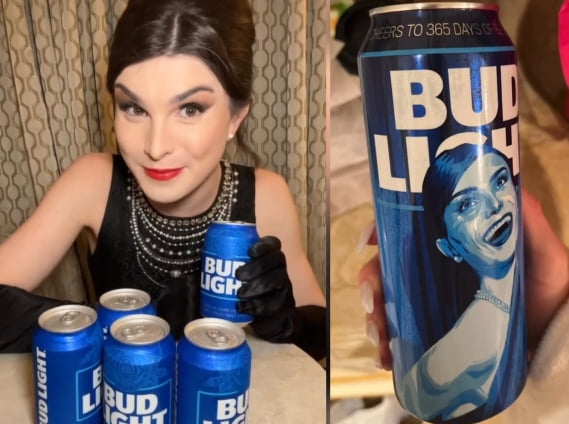 트랜스젠더 인플루언서 딜런 멀바니와 특별 제작된 버드라이트 캔맥주. (사진=인스타그램 캡처)